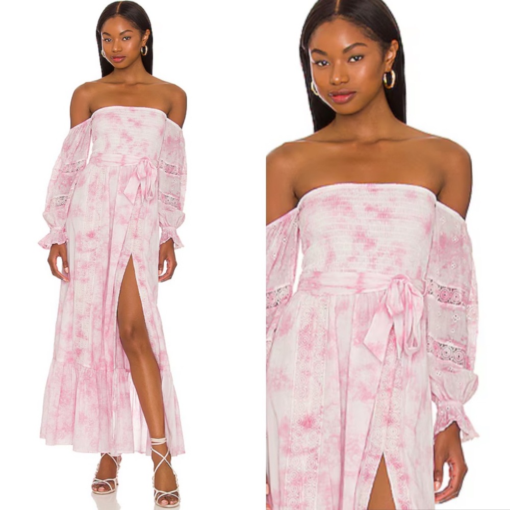 Tularosa Morgan Midi Dress in Fuchsia Tie Dye